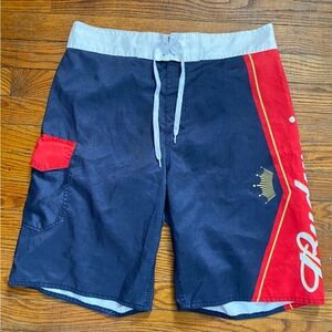 Men's Navy and Red Swim Shorts Budweiser